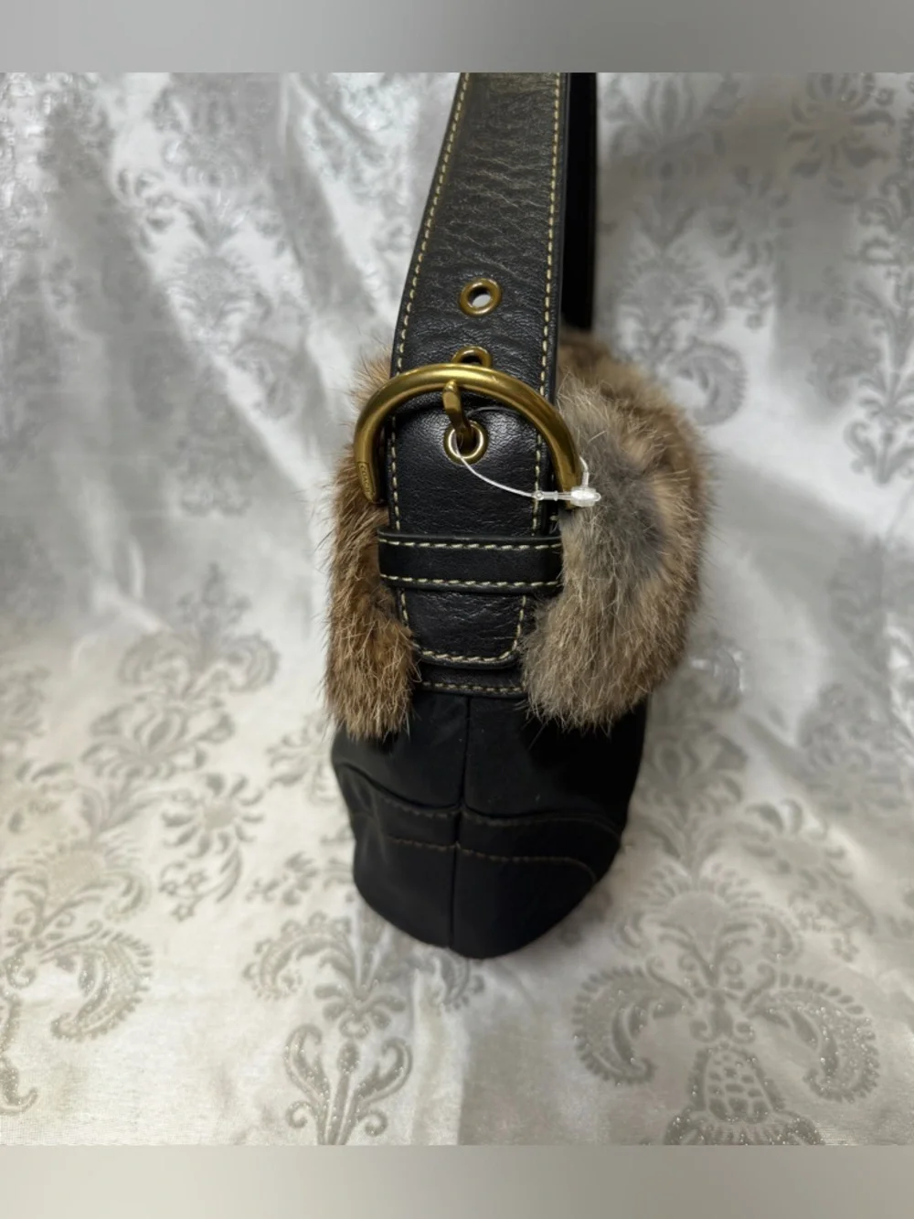 Coach y2k fur and brass soho bag vintage Coach Soho Ski Hobo Bag nwot new